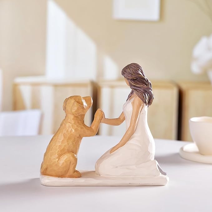 BUTILIVEEN Resin Woman with Dog Figurines, Sympathy Dog Memorial, Pet Loss Gifts - Image 2