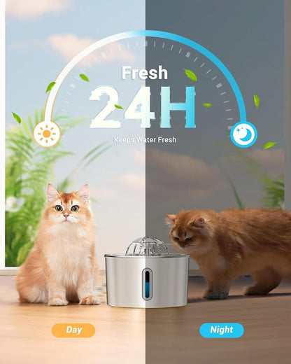 Cat Water Fountain Stainless Steel - 74oz/2.2L Corded Pet Water Dispenser - Image 5