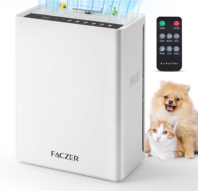 Air Purifiers for Home Large Room, PM 2.5 Display Air Quality Monitor Cover Up by FACZER