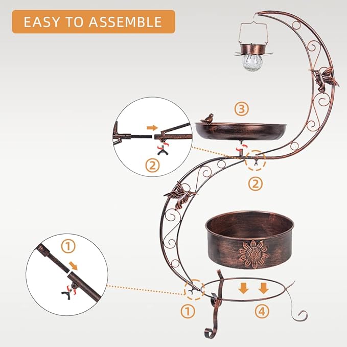 VEWOGARDEN S Bird Baths for Outdoors Metal Standing Bird Bath - Image 6