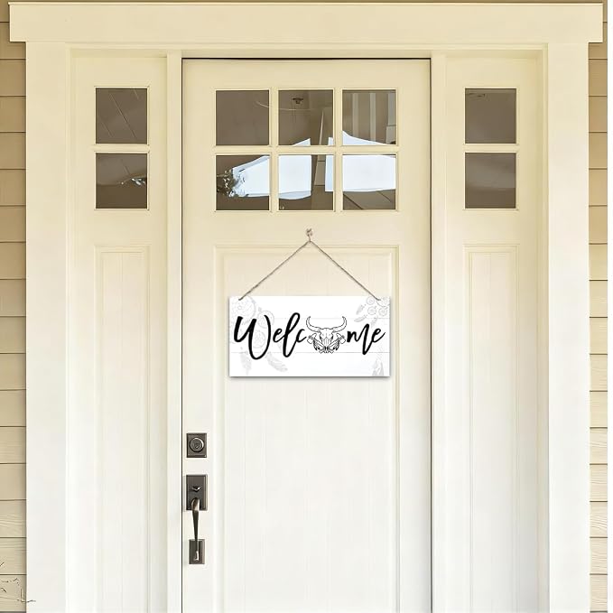 Welcome Sign for Front Door, Welcome Decor Wooden Hanging Sign, Unique Western - Image 4