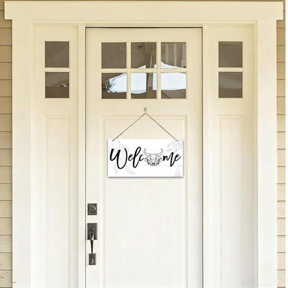 Welcome Sign for Front Door, Welcome Decor Wooden Hanging Sign, Unique Western - Image 4