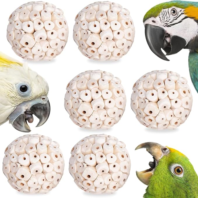 6 Pack Bird Toy Sola Balls, Natural Parrot Soft Chew Shredding & Foraging Toy by sevvynaut