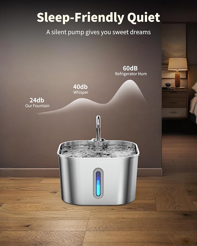 Cat Water Fountain Stainless Steel, 74oz/2.2L Automatic Cat Drinking Fountain - Image 5