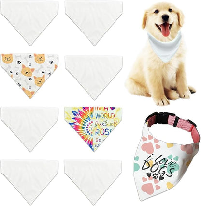 8 Packs Sublimation Blank Dog Bandana Over Collar, Pet Collar Slip-On Bandana by WindMage