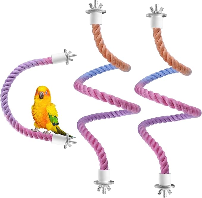 3 Pcs Bird Rope Perches Gradient Color, Bendable Parrot Bird Perch Rope Stand by Unknown