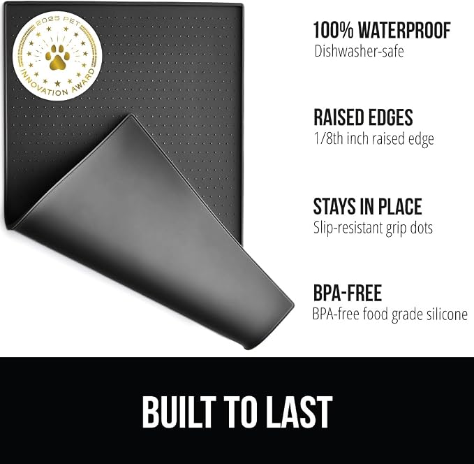 GORILLA GRIP 100% Waterproof Raised Edge BPA Free Silicone Pet Feeding Mat - Image 2