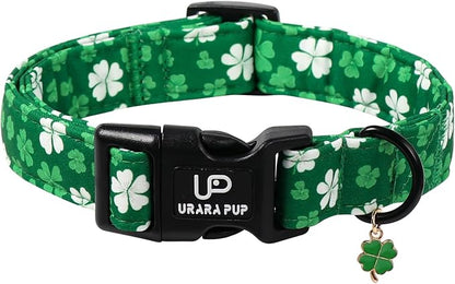 St. Patrick's Day Dog Collar, UP URARA PUP Shamrock Adjustable Pet Collar by UPURARAPUP