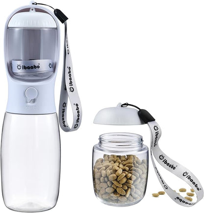 Dog Water Bottle with Food Container, Travel Puppy Water Bowl, Portable Pet by Cibaabo