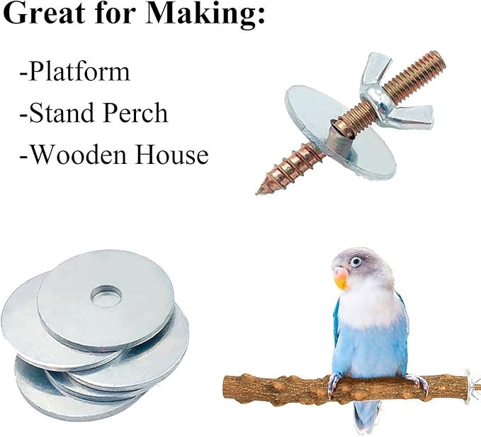12 Sets Bird Cage Screws Bird Perch Stand Platform Accessories 24 Washers 12 - Image 3