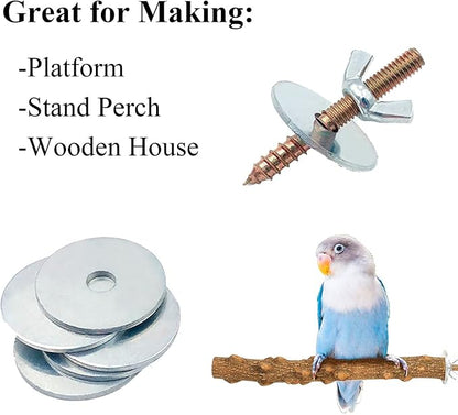 12 Sets Bird Cage Screws Bird Perch Stand Platform Accessories 24 Washers 12 - Image 3