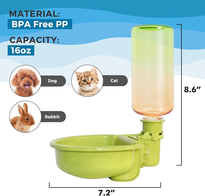 VANNON 16oz Pet Water Bottle, Gravity Dog Water Bowl Dispenser - Image 6