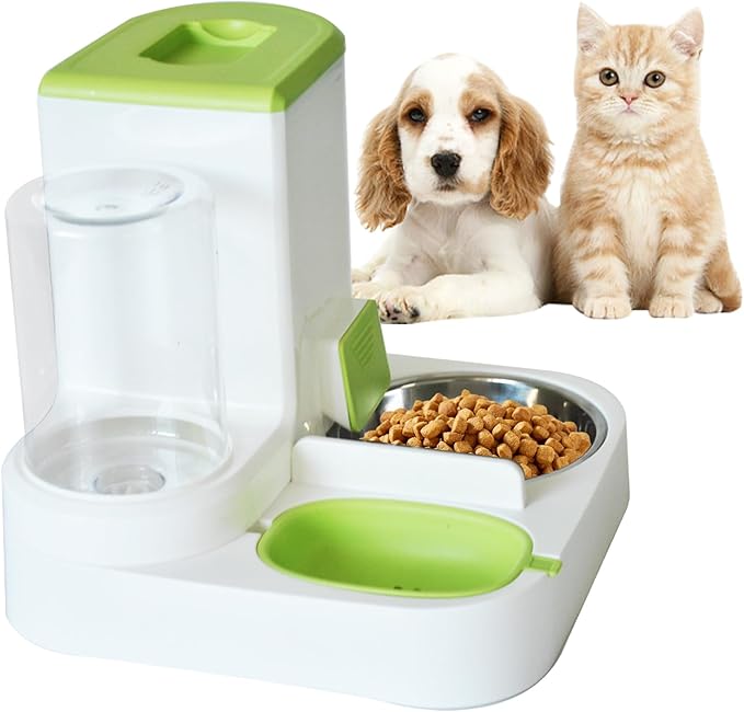 2 in 1 Automatic Cat Feeder & Water Dispenser, Gravity Pet Feeder Stainless by MUYG