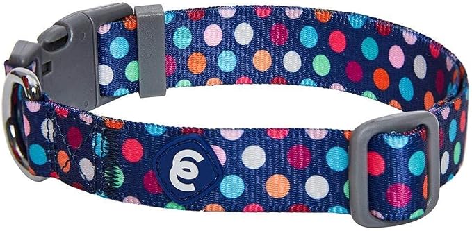 Blueberry Pet Essentials Rainbow Polka Dots Adjustable Dog Collar, Neck by BlueberryPet
