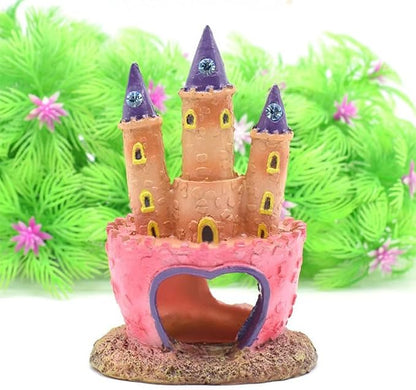 Fish Tank Decorations Pink Castle Aquarium Decorations Resin Fish Cave Hideouts - Image 9