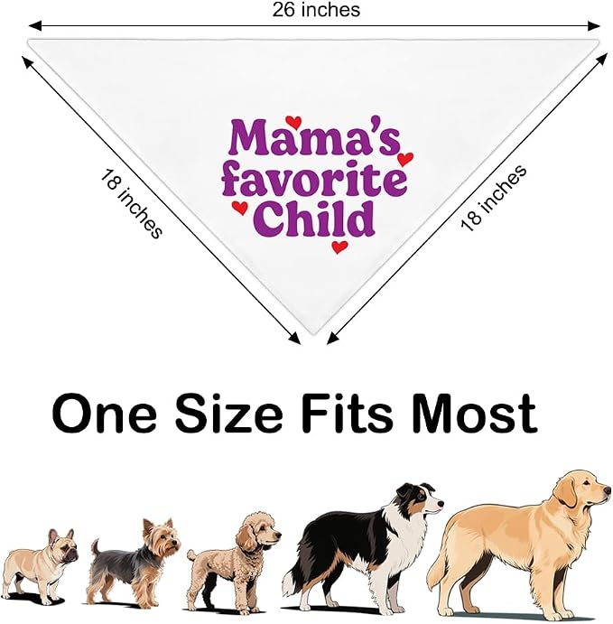 Mama's Favorite Child White Dog Bandana, Funny Photo Prop Pet Scarf Accessories - Image 2