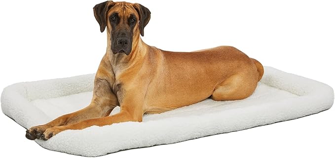 MidWest Homes for Pets QuietTime Giant Dog Bed – White Fleece Bolster, by MidWestHomesForPets