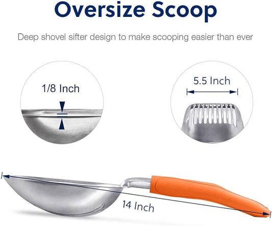 WePet Cat Litter Scoop, Aluminum Alloy Sifter, Kitty Metal Scooper, Deep Shovel - Image 2