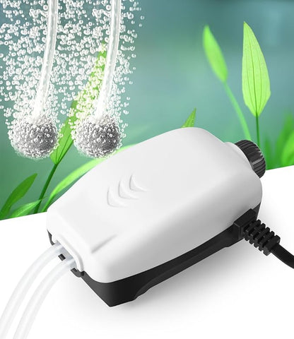 HITOP 2W Nano Whisper Aquarium Air Pump, 57GPH Adjustable Dual Outlet Fish Tank by HITOP-FocusonAquarium