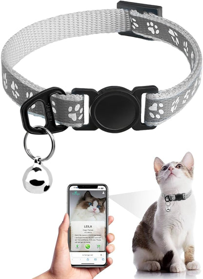 Cat Collar Breakaway with QR Code Name Tag, Reflective Kitten Collars with Bell by FURRIGO