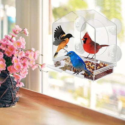 2PCS Bird Perch Stands, Acrylic Parrot Feeder Playstand Window Bird Feeder - Image 9