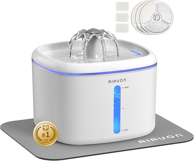 Cat Water Fountain, 84oz/2.5L Pet Cat Fountain – Ultra Quiet Upgraded Automatic by AIAUON