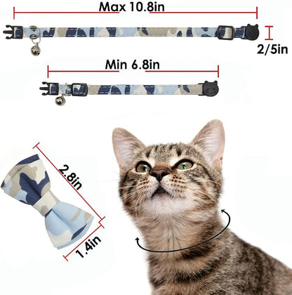 Cat Collar Breakaway with Bell and Bow Tie, Plaid Design Adjustable Safety - Image 7