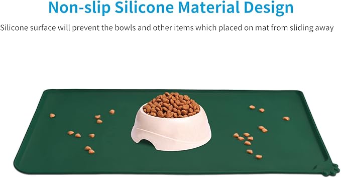 AUDWUD Silicone Waterproof Pet Feeding Mats, Anti Slip Bowl Pad, Dog Mat - Image 2