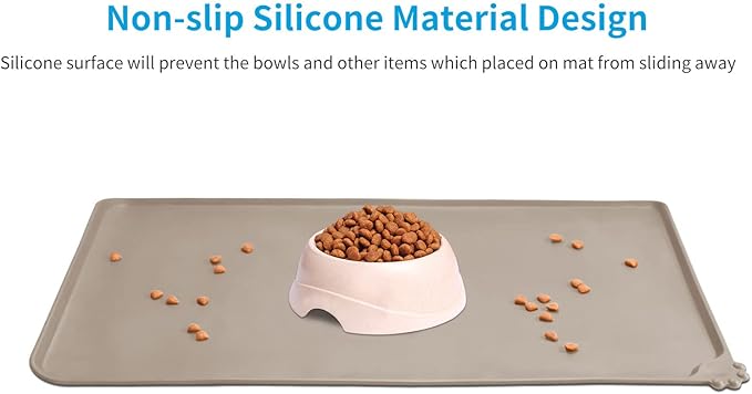 AUDWUD Silicone Waterproof Pet Feeding Mats, Anti Slip Bowl Pad, Dog Mat - Image 2