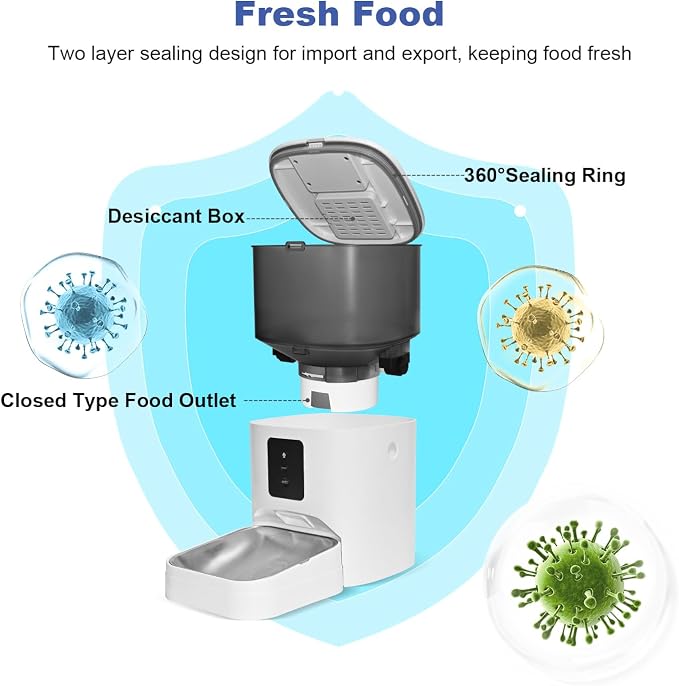 2.4G WiFi Automatic Cat Feeder, 4L Food Dispenser - Image 8