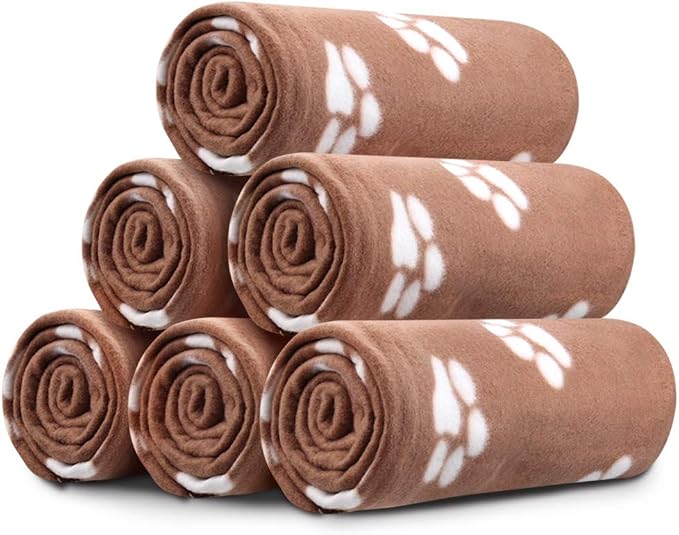 Comsmart Dog Blankets for Small Dogs, 6 Pack Puppy Blanket Cute Paw Print Pet by Comsmart