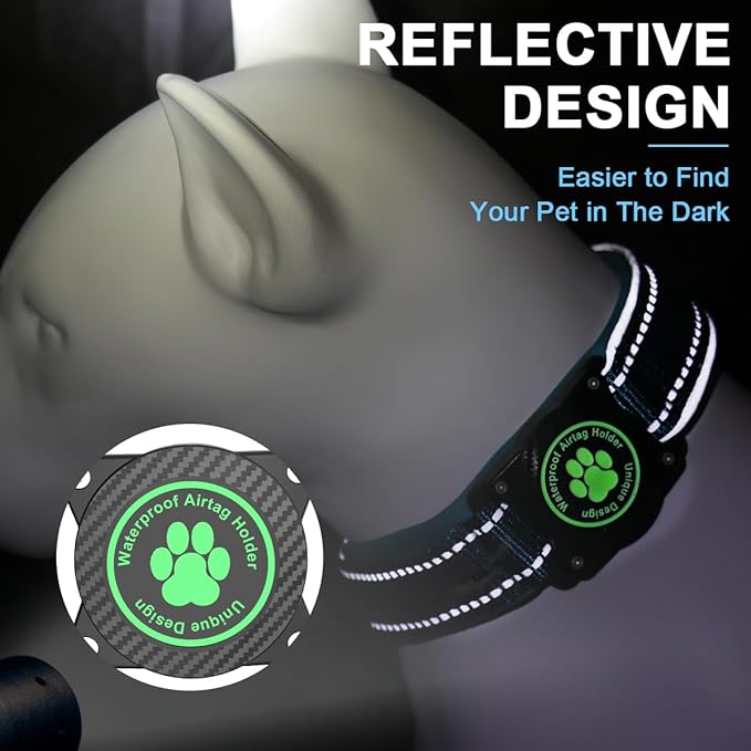 Airtag Dog Collar with Waterproof Air Tag Holder, Luminous Reflective, Soft - Image 5