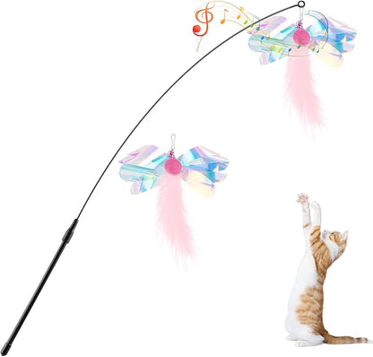 Pawaboo Feather Teaser Cat Toy, Interactive Feather Wand Cats Toy Flying by Pawaboo