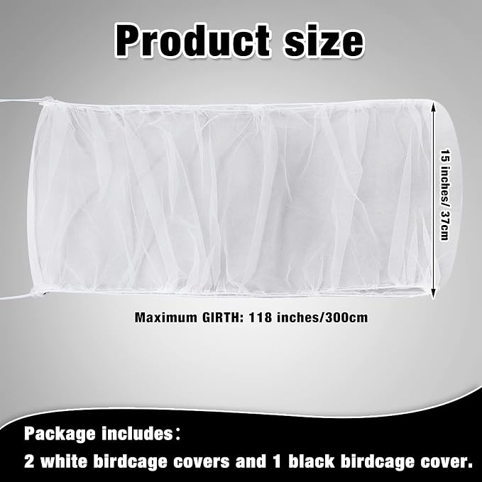 3 Pieces Large Adjustable Bird Cage Cover Seed Feather Catcher Birdcage Nylon - Image 2