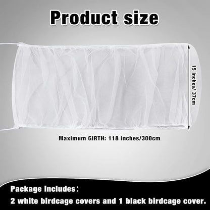 3 Pieces Large Adjustable Bird Cage Cover Seed Feather Catcher Birdcage Nylon - Image 2