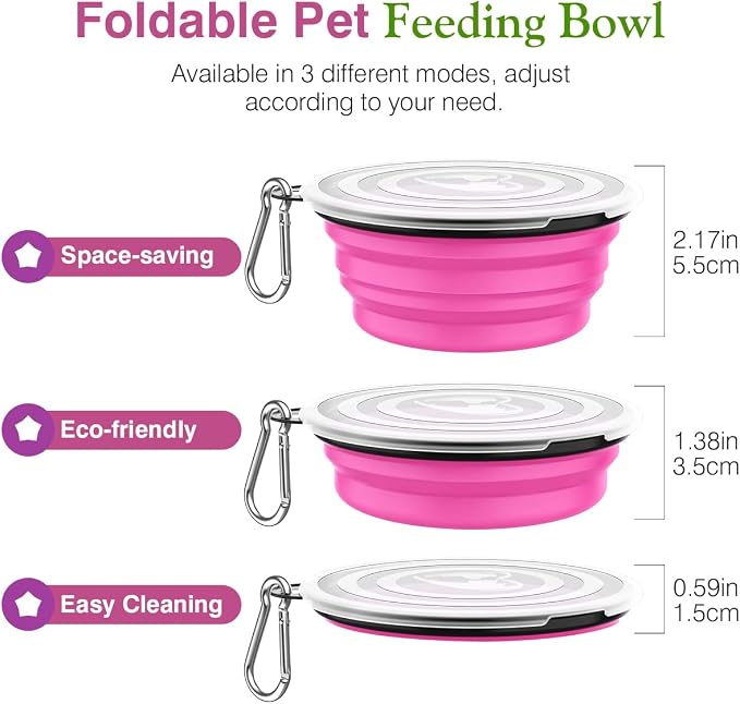 Pawaboo Collapsible Dog Bowls 2 Pack, Silicone Feeding Watering Bowls - Image 6