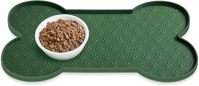 Dog Food Mat Anti-Slip Silicone Dog Bowl Mat Thicker Pet Placemat Waterproof by PWTAA