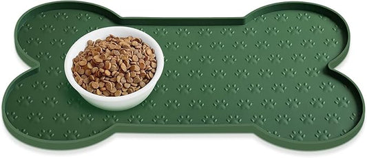 Dog Food Mat Anti-Slip Silicone Dog Bowl Mat Thicker Pet Placemat Waterproof by PWTAA