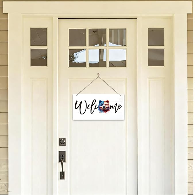 Welcome Sign for Front Door, Welcome Decor Wooden Hanging Sign for Wall Decor - Image 4