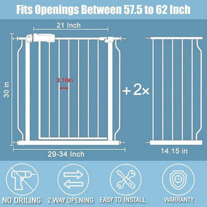 57.5-62" Extra Wide Baby Gate for Doorways - Image 2