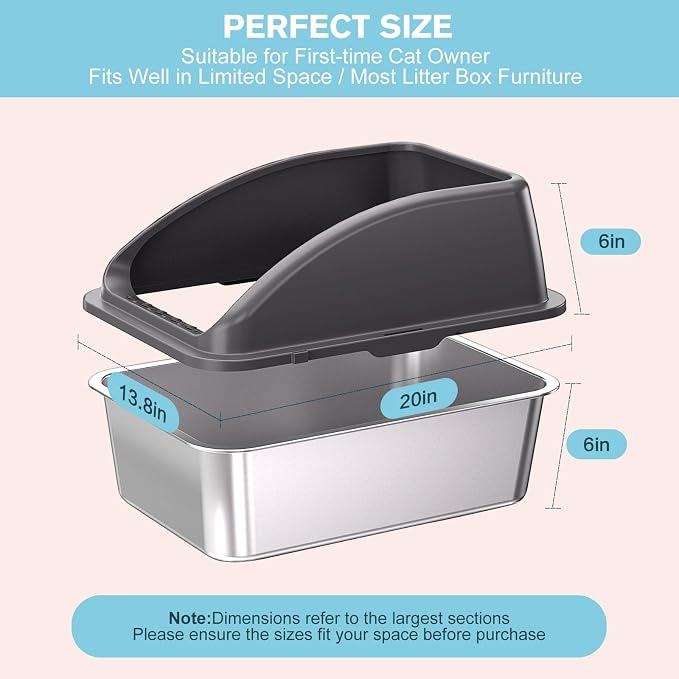 2PACK Stainless Steel Cat Litter Box, Large Litter Box - Image 3