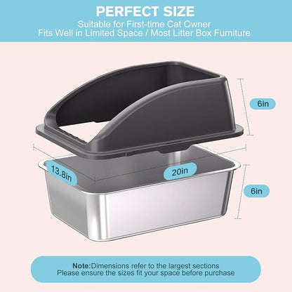 2PACK Stainless Steel Cat Litter Box, Large Litter Box - Image 3