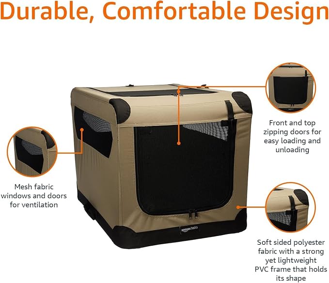 Amazon Basics Portable Folding Soft Dog Crate, Double Door, Collapsible Travel - Image 5