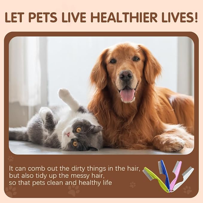 2 Pack Multifunctional Pet Comb, Upgrade Pet Grooming Brush Magic Tear Stain - Image 4