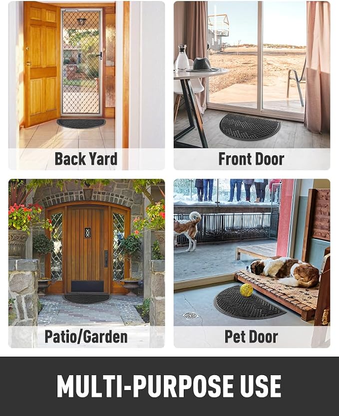 tchdio Door Mat Outdoor Indoor Entrance Doormat-Semicircular Durable Rubber Non - Image 7