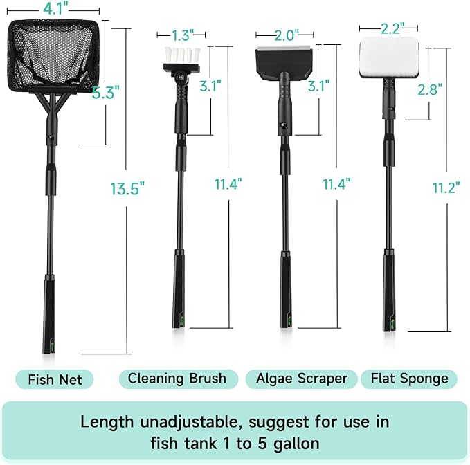 hygger Small Aquarium Cleaning Tools, 4 in 1 Fish Tank Cleaner Kit - Image 5