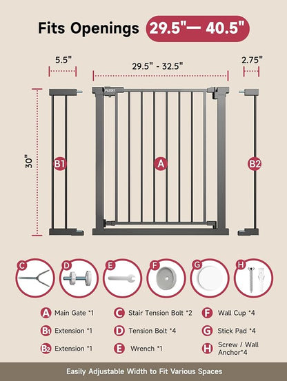 29.5-40.5" Baby Gate for Stairs, Dog Gate for Doorways, Walk Thru Auto Close - Image 7