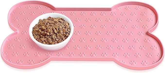 Dog Food Mat Anti-Slip Silicone Dog Bowl Mat Thicker Pet Placemat Waterproof by PWTAA