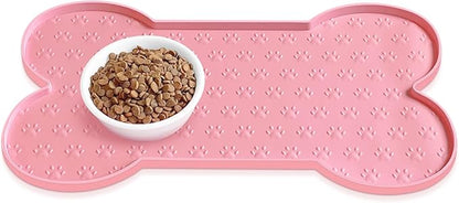 Dog Food Mat Anti-Slip Silicone Dog Bowl Mat Thicker Pet Placemat Waterproof by PWTAA