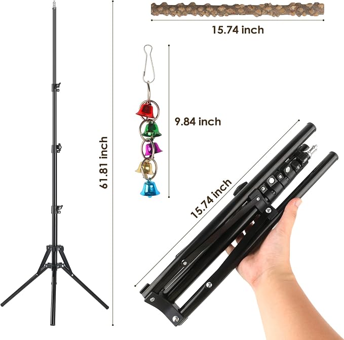 Adjustable Bird Perch Stand, 16-62 Inch Height Adjustable Bird Training Perch - Image 6